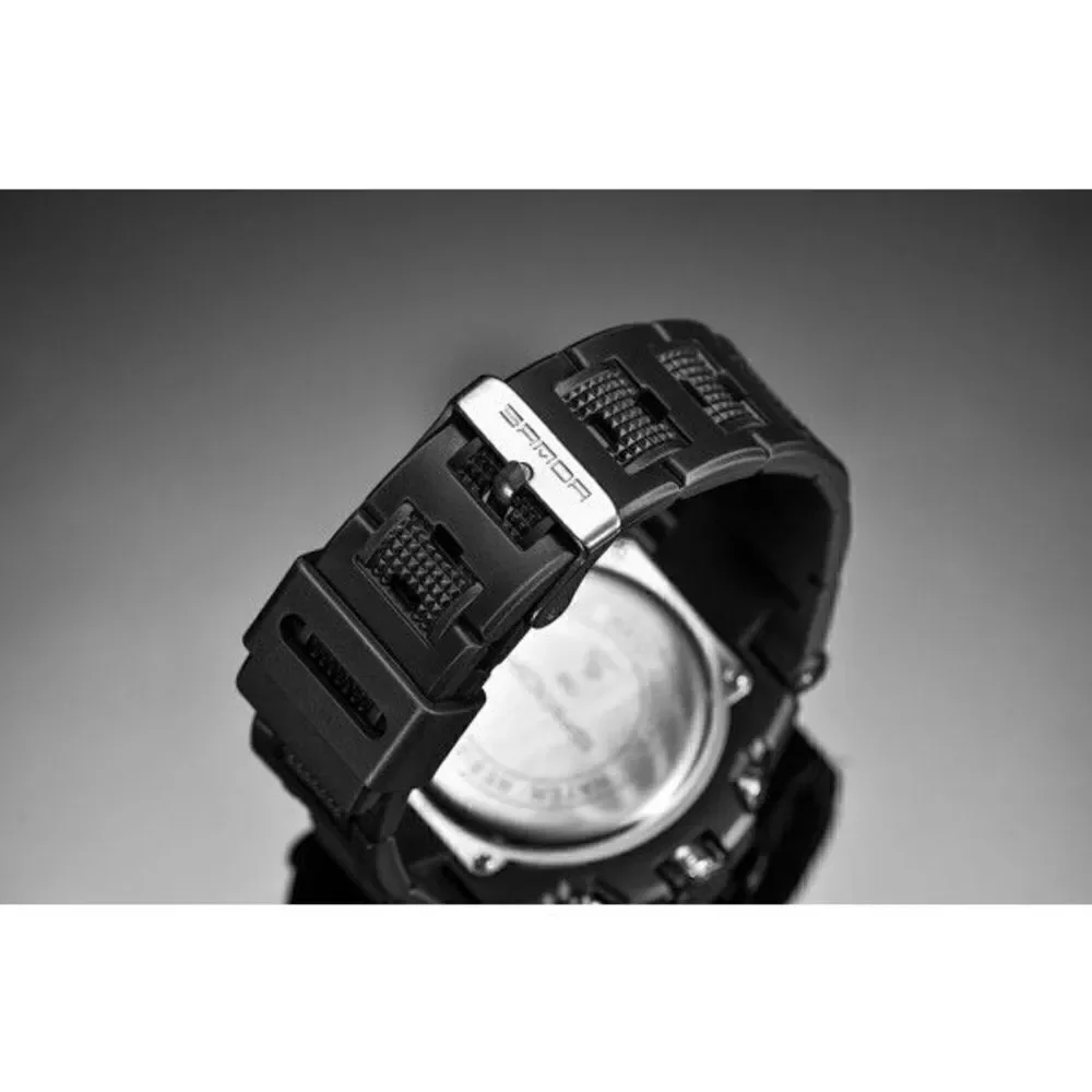 BLACK SILVER STAINLESS STEEL MILITARY SPORT WATERPROOF QUARTZ WRISTWATCH